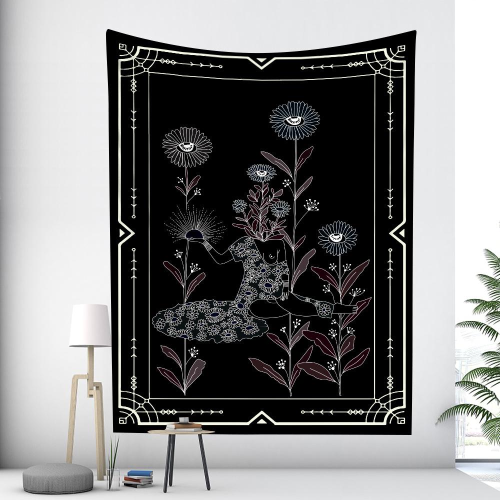 Tarot Pisica Luna Tapiserie Vrăjitorie Divinație Tapiserie Hippie Boho Agățat de perete Decor de perete Fundal țesătură Dormitor Home Decor