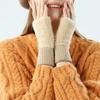 Winter Plush Gloves Stretchy Mittens Adult Knitted Solid Color Half Finger Gloves Knit Gloves for Cold Weather Cycling