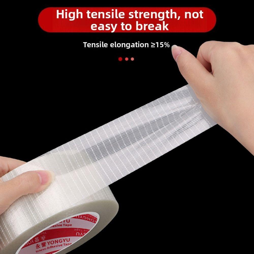 10mm-100mm Width Fiberglass Tape 25M Length High Temperature Resistance Single-Sided Tape Waterproof Transparent Mesh Tape