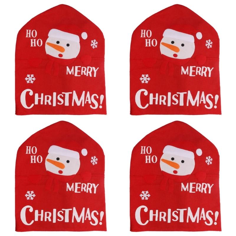 

Santa Figure Fabric Chair Cover Smooth Universals Size for Dining Living Room Christmas Decoration