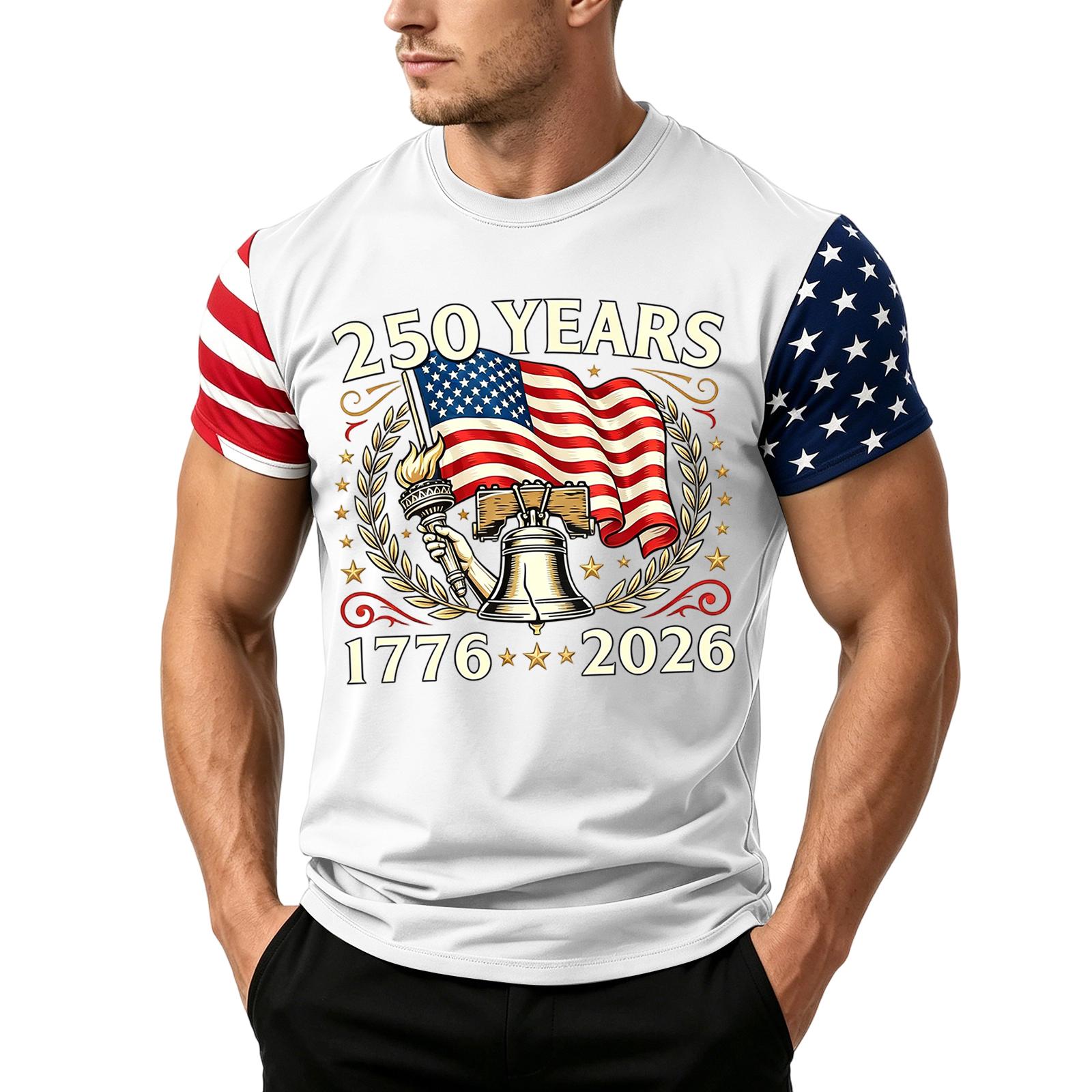 

Men s Loose Fit Short Sleeve Casual T Shirt Independence Day Flag Print Summer Daily Wear Lightweight Comfortable Top XXXXL