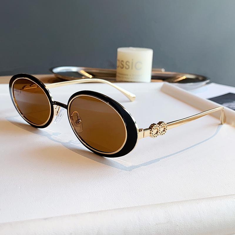 

Шикарные овальные металлические солнцезащитные очки - Ретро, Высококлассный уличный стиль для женщин As shown