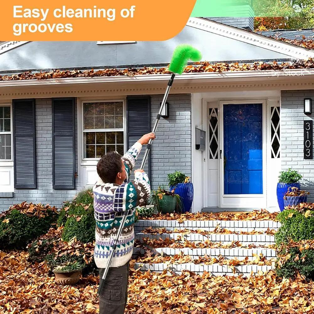 Gutter Cleaning Brush Roofing Tool Easy Remove Telescopic Extendable Pole Roof Drain Sink Filter Brush Sewer Brush