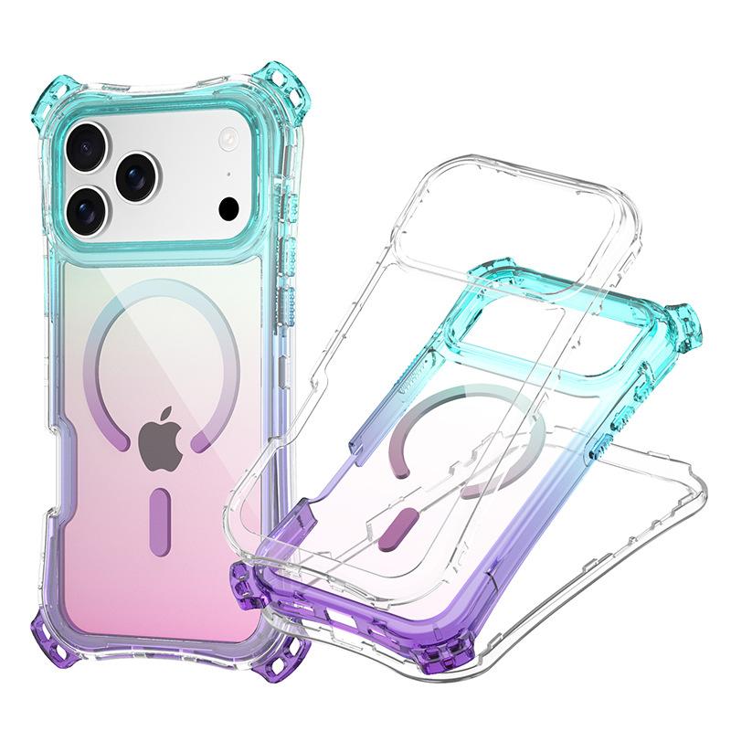 

For IP17PROMAX 3-in-1 Gradient Magnetic Phone Case for Apple 17 Phone Case Small Four Corner Hanging Rope For iPhone 16 Pro Max 6.9