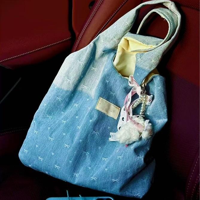 

Korean bow embroidered canvas bag female 2025 new large-capacity commuter students class shoulder support wholesale