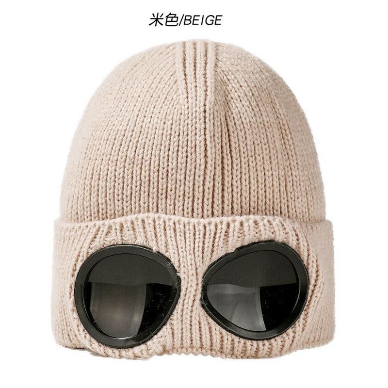 Hat Autumn and Winter Men's and Women's Windproof Glasses Fleece Ski Knitted Hat Warm Wool Hat