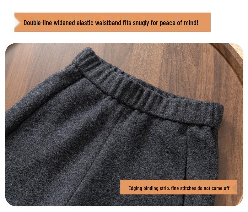High-End Wool Wide-Leg Curved Pants for Women - Autumn/Winter 2025 Petite Nine-Point Casual Long Trousers