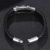 Classic Black Leather Scorpion Bracelet with Stainless Steel Magnetic Buckle