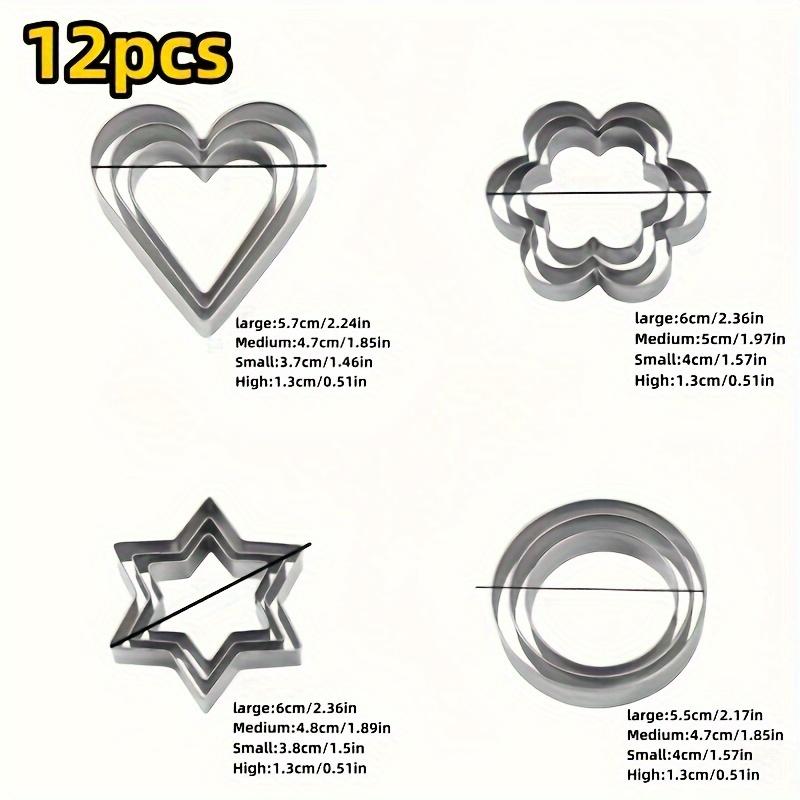 12pcs/sets DIY Mold Star Heart Round Flower Shape Cutter Baking Mould Kitchen Accessories Stainless Steel Cookie Biscuit Tools