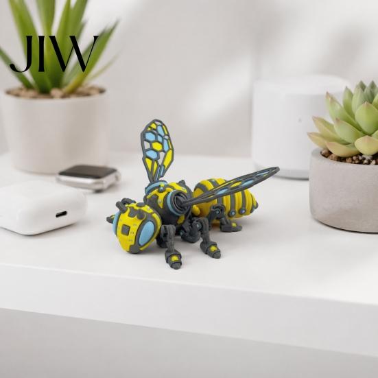 Robot Insect Decoration 3D Printed Mechanical Bee Figurine, Hornet Ornament with Movable Joints, Articulated Wasp Joints Model Fidget Toy, for