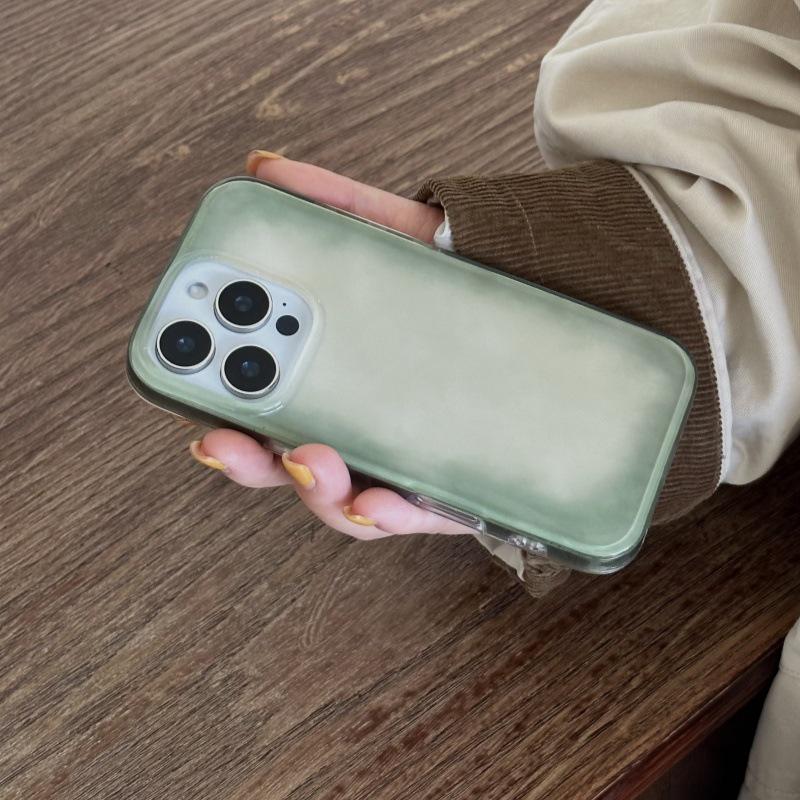 

Jade Green Gradient Bamboo Mirror Stand Phone Case, Compatible with Apple 13 to 16 Pro Max, Double Layer Protection. Apple 17