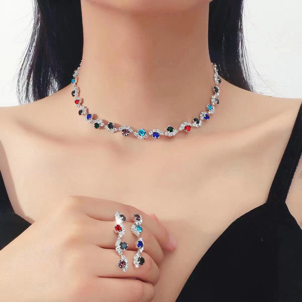 Earrings, Bracelets, Necklaces 2-Piece Jewelry Set, Claw Chain, Bride Fresh Birthday Party Gift, Xiaoxiangfeng Set.