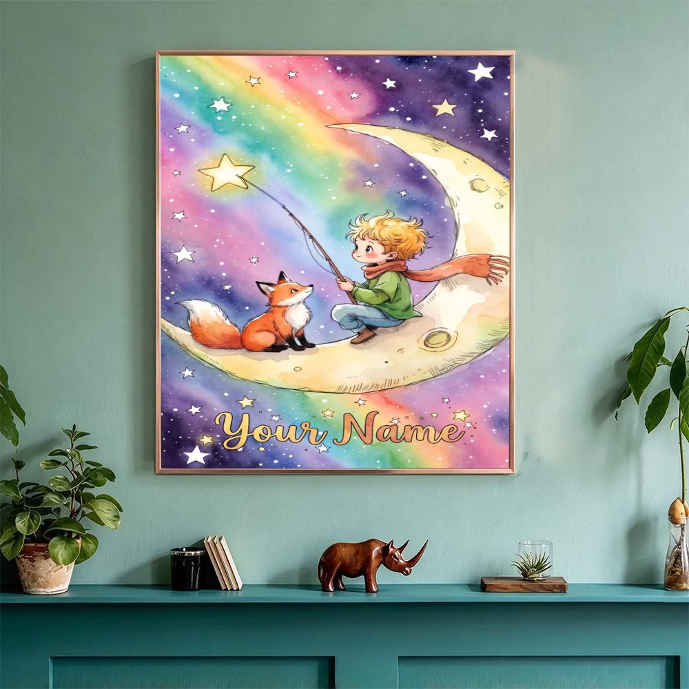 Little Prince Personalized Name Round Diamond Painting Kit Diamond Embroidery Painting Rhinestones Mosaic Frameless Handwork Decoration Arts