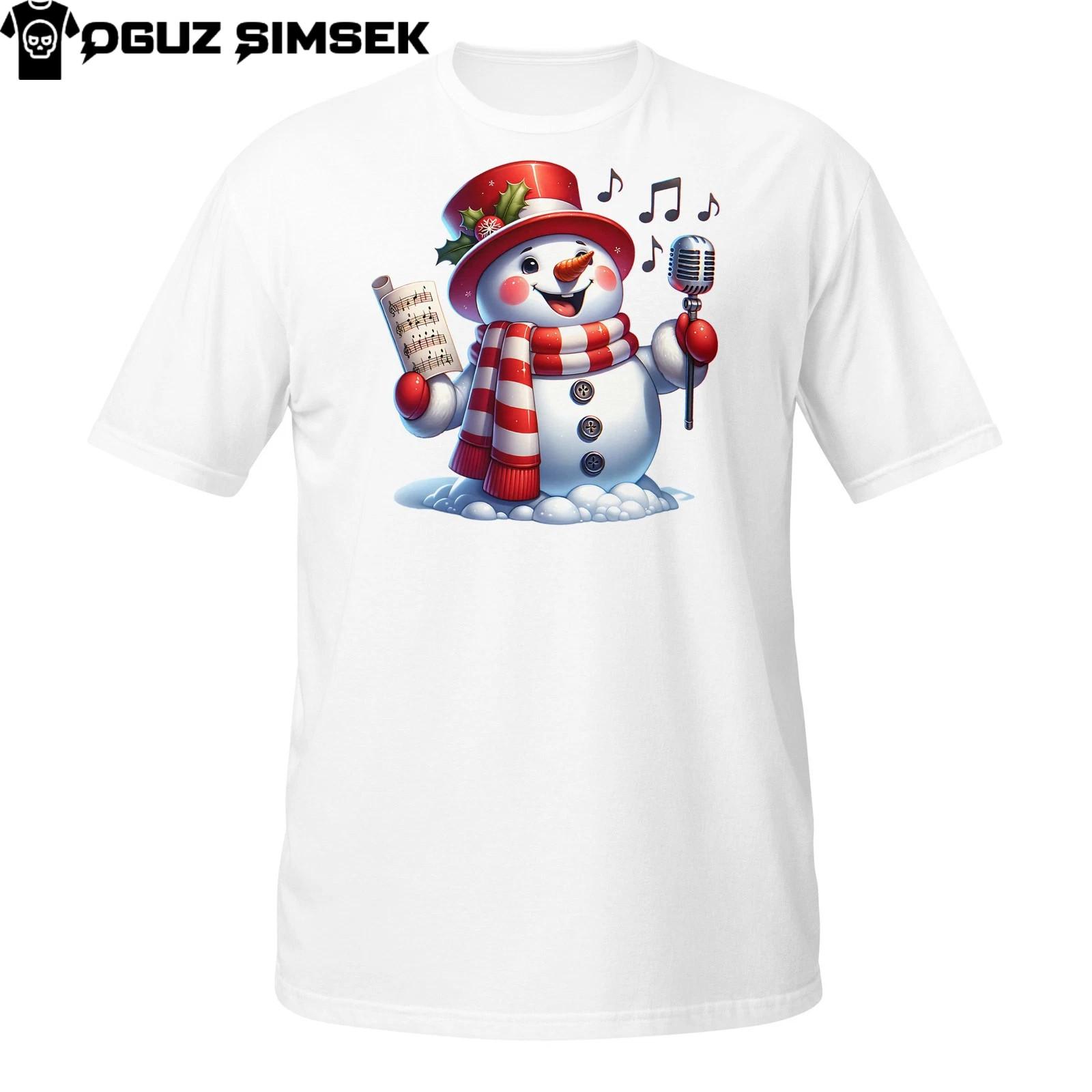 Christmas Snowman Singer Shirt – Festive Holiday Caroling Music T-Shirt Mens Womens Tees Top S