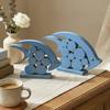 Decorative Wooden Fish Ornaments Hollow Design Coastal Style Fish Desktop Decoration Rustic Beach Style