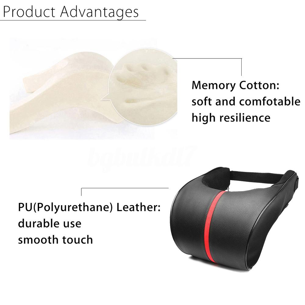 SEAMETAL Car Neck Pillow Memory Foam Pillow 1PC PU Leather Car Auto Seat Neck Rest