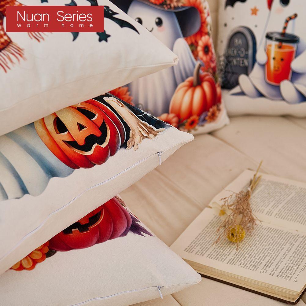 1PC Nuan Series Halloween Pillowcase Cute Cartoon Printed Cushion Cover for Sofa Living Room Bedroom Home Decor