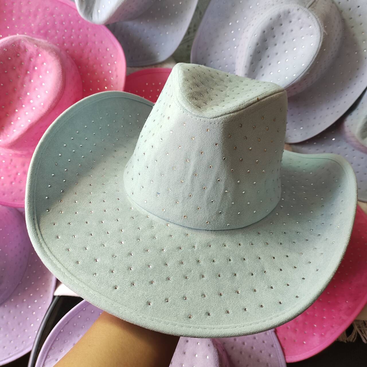 

New double-sided rhinestone cowboy hat black and white jazz hat western cowboy hat fashion party stage hat 56-58CM