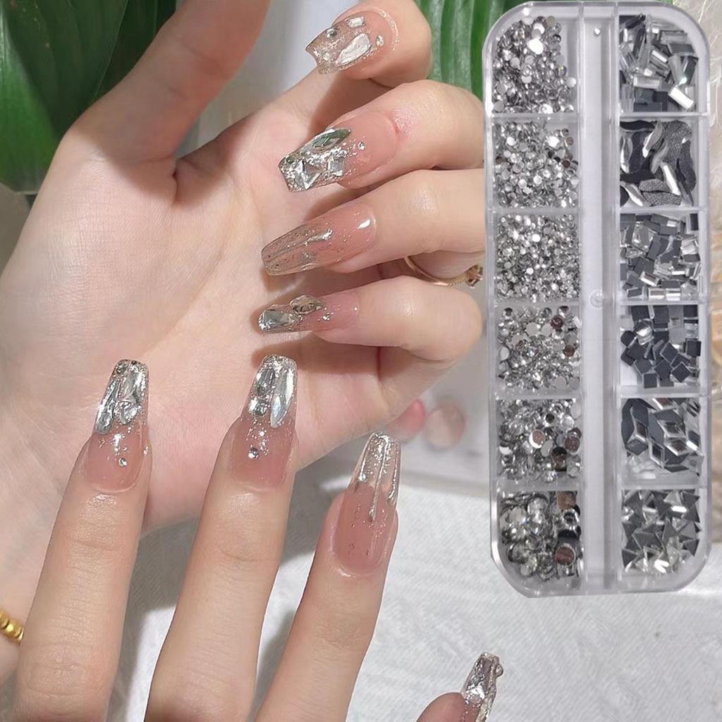 Nail Art Irregular Shape Flat-Bottom Rhinestones with Square Box