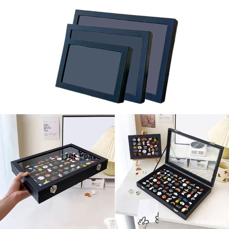 Large Plush Pin Display Case Shadow Box Frame for Wall or Tabletop Portable Medals And Jewelry Organizers