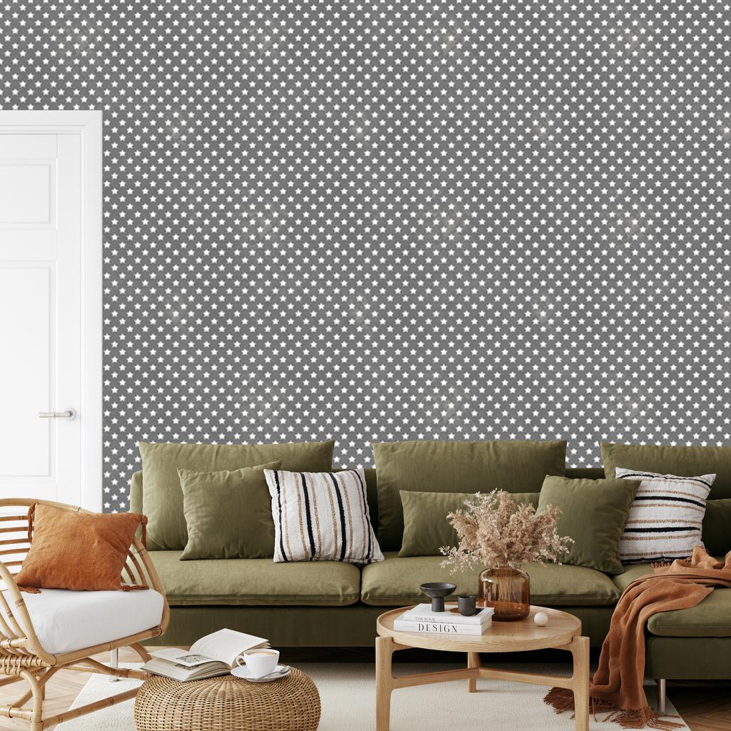 Stars Wallpaper Gray and Light Gray for Living Room and Bedroom 50x1000