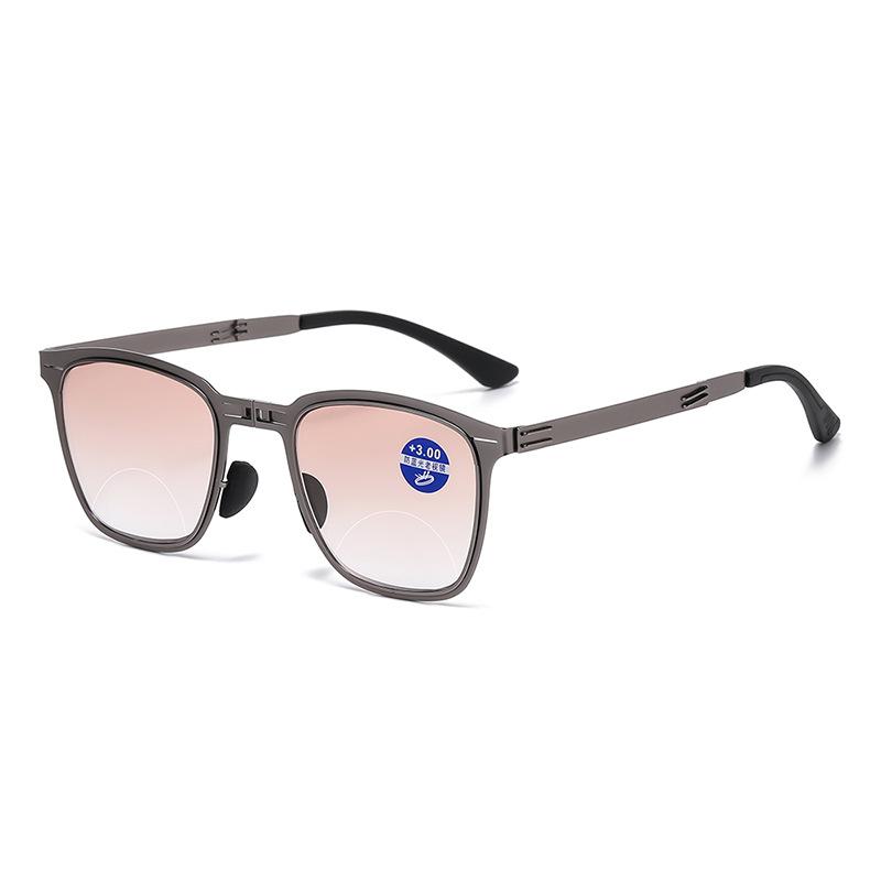Metal Folding Bifocal Reading Glasses Fashion Eyewear for Both Near and Far Progressive Color Anti Blue Light Far Sight Glasses
