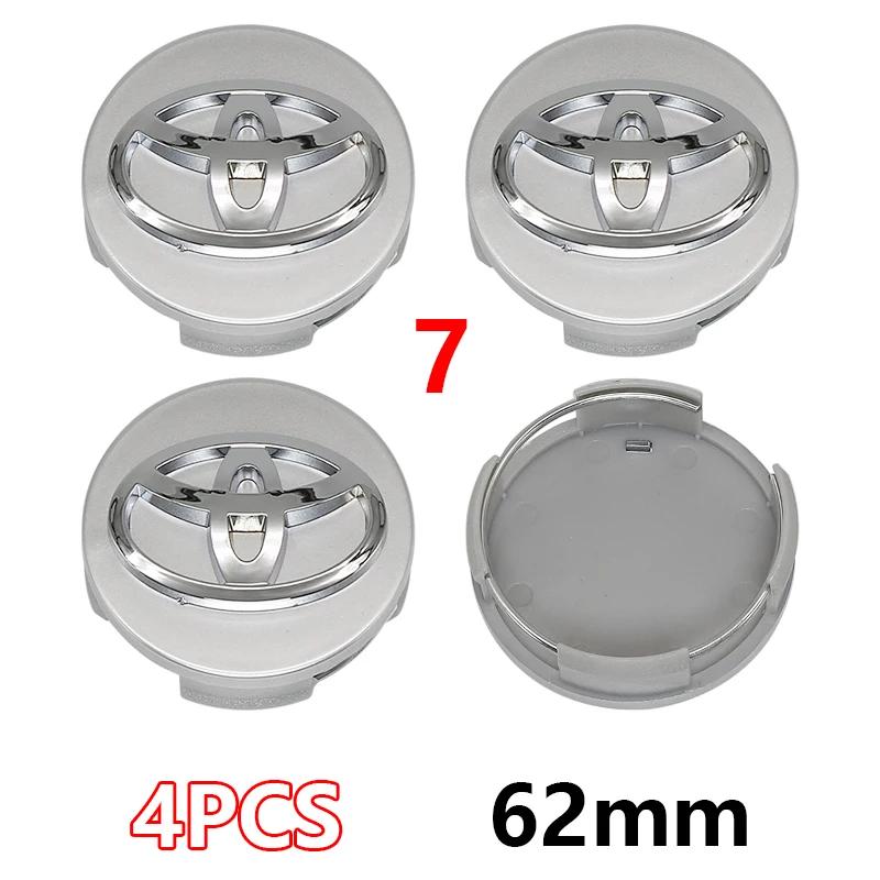 4Pcs 57mm 62mm ABS Car Wheel Center Hub Caps Hub cap Cover Badge Car Emblem For Toyota C-hr Prado Prius Avensis Rav4 Yaris Hilux