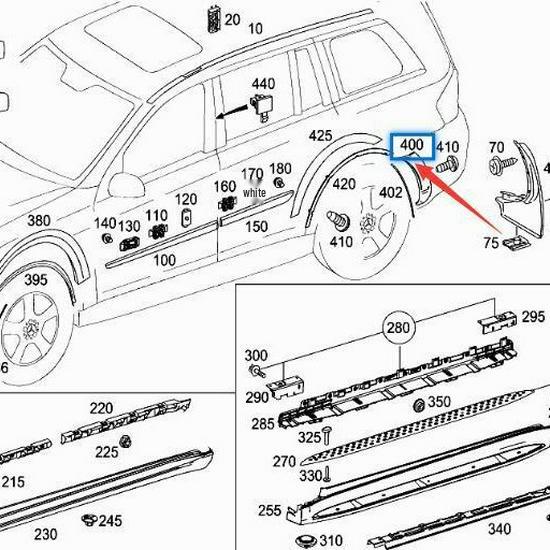 Compatible Rear Bumper Corner Pieces for Mercedes-Benz GL W164