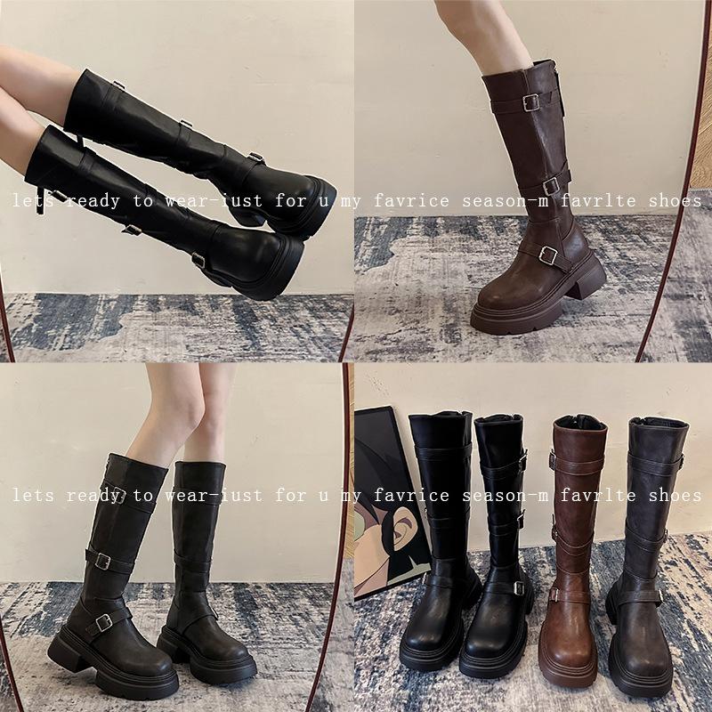 Retro classic versatile platform boots women's 2025 autumn and winter new temperament small man height and thinness knight boots