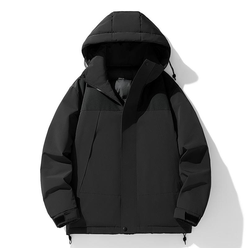 

Down jacket winter new men s Korean version of hooded warm and cold-resistant white duck down color-blocked down jacket couple jacket M