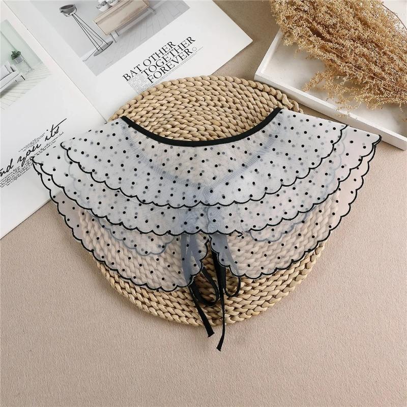Polka Dots Fake Collar Shawl Wrap Girls Floral Lace Necklace Lapel Blouse Tops False Collars Dress Lapel Detachable Collar Shawl