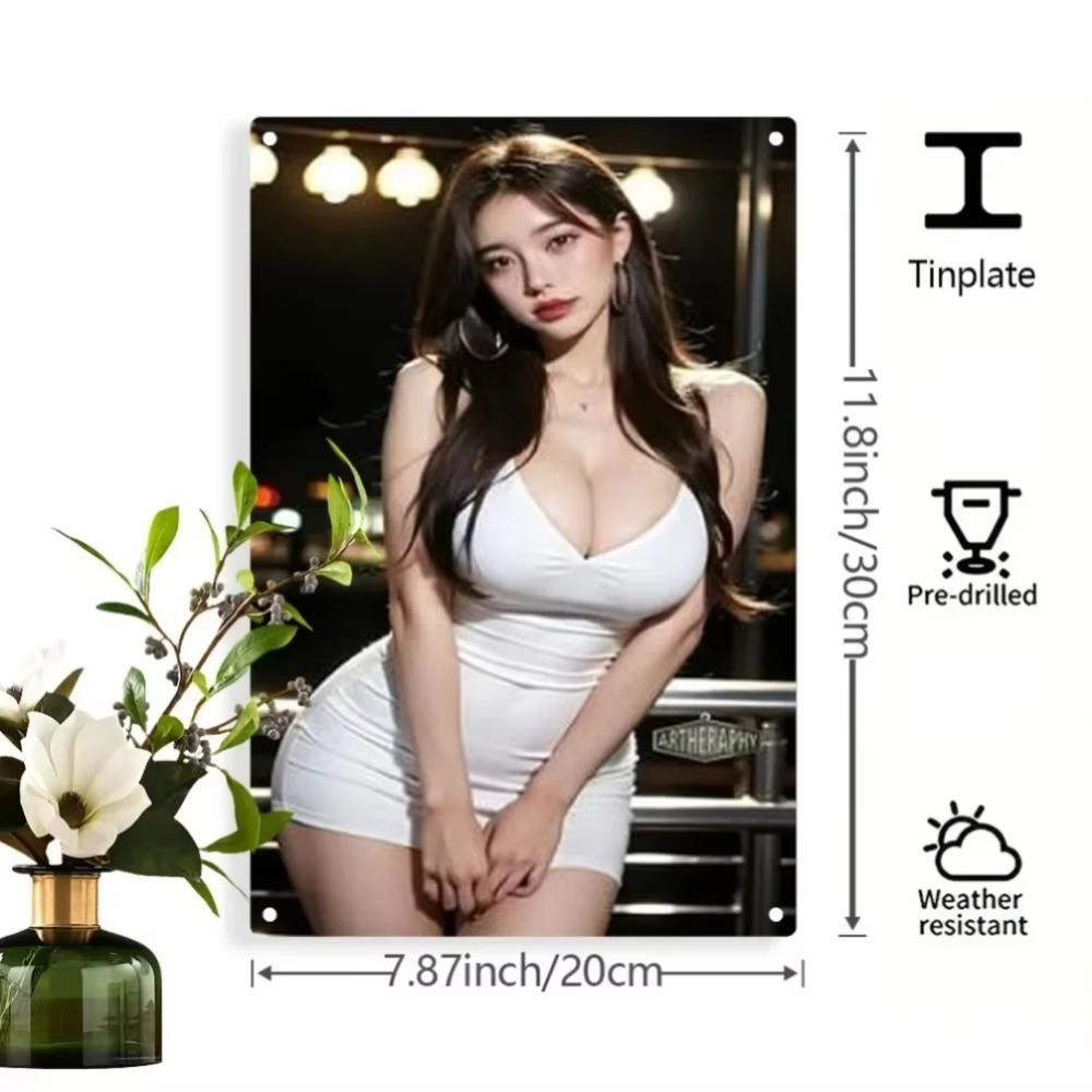 2D Flat Tin Sign Portrait Weatherproof Metal Wall Art Decor for Indoor Outdoor