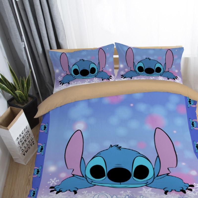 Luxurious 3d Cartoon Stitch Anime Bedding Set With Comforter Cover And Pillowcase