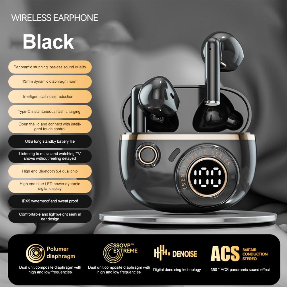 

Wireless Bluetooth 5.4 Earphones Mini Gaming Earbuds LED Display Noise Reduction Headphones HiFi Stereo Headsets