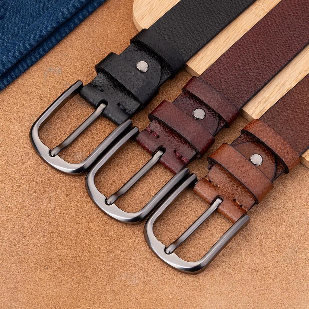 Men's Retro Genuine Cowhide Leather Jeans Belt