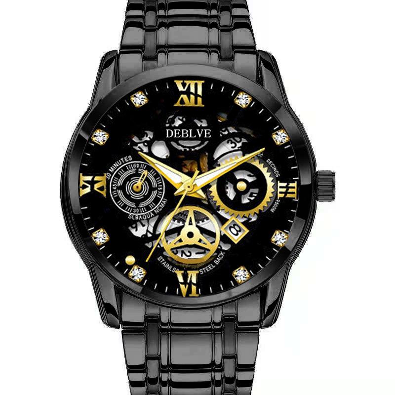 Men's Luminous Waterproof Quartz Wristwatch with Steel Band
