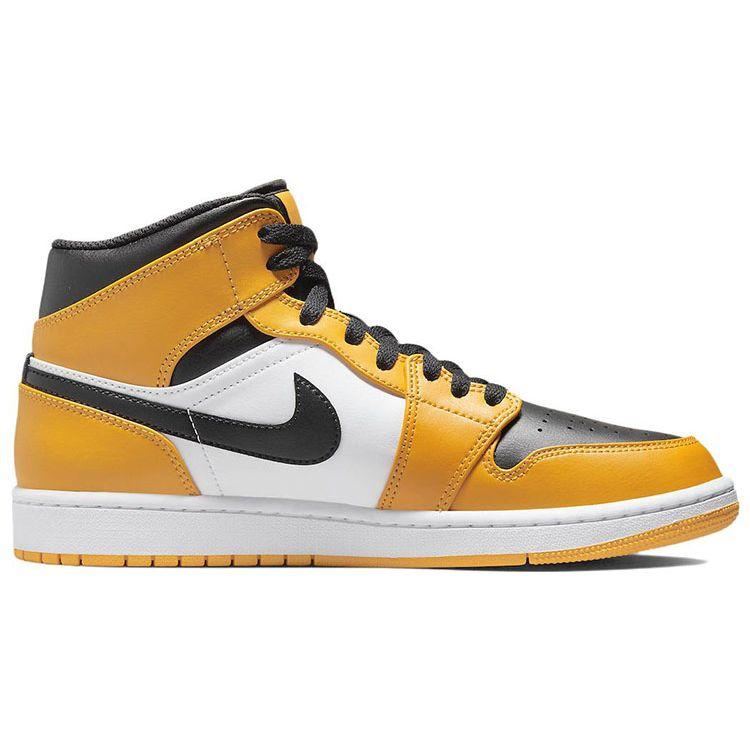 Air Jordan 1 Mid Reverse Yellow Toe Męskie Trampki Taxi Biały Czarny 554724-701