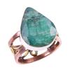 Emerald(Simulated) Handmade 925 Sterling Silver Jewelry Two Tone Ring S.7.5 b5H67