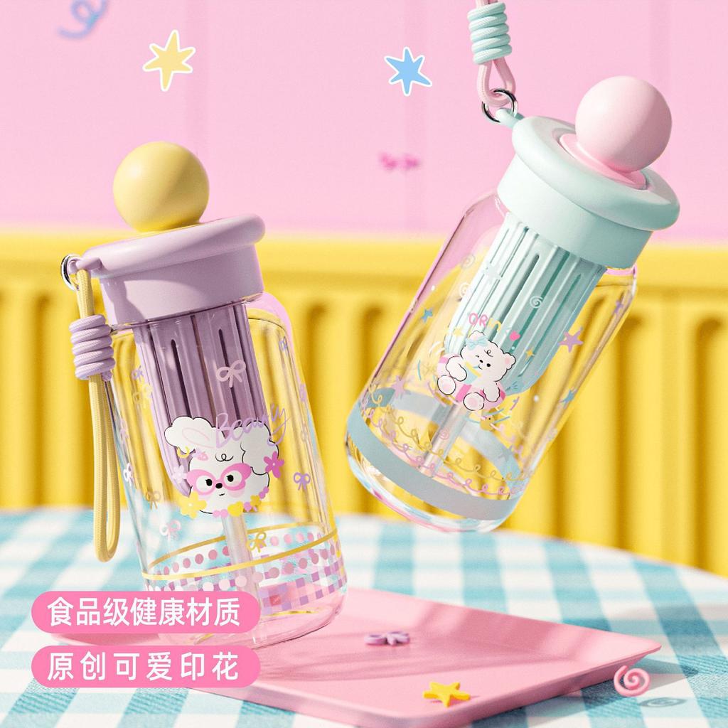 Large niche light luxury high-end plastic straw children's student cup