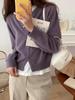 Women's Mustard Green Raccoon Fur Knit Cardigan - Soft, Fluffy Autumn Outerwear, Round Neck Sweater Coat for a Refined Look.