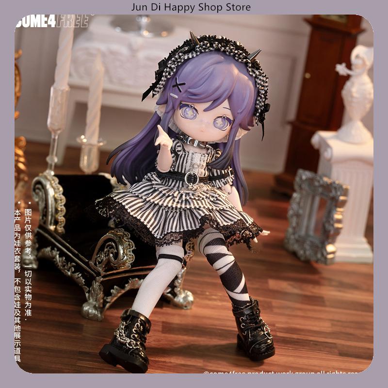 COME4FREE 1/12 BJD Doll Clothes Daily Series Striped Party Dress Outfit Set for OB11 Doll Clothes