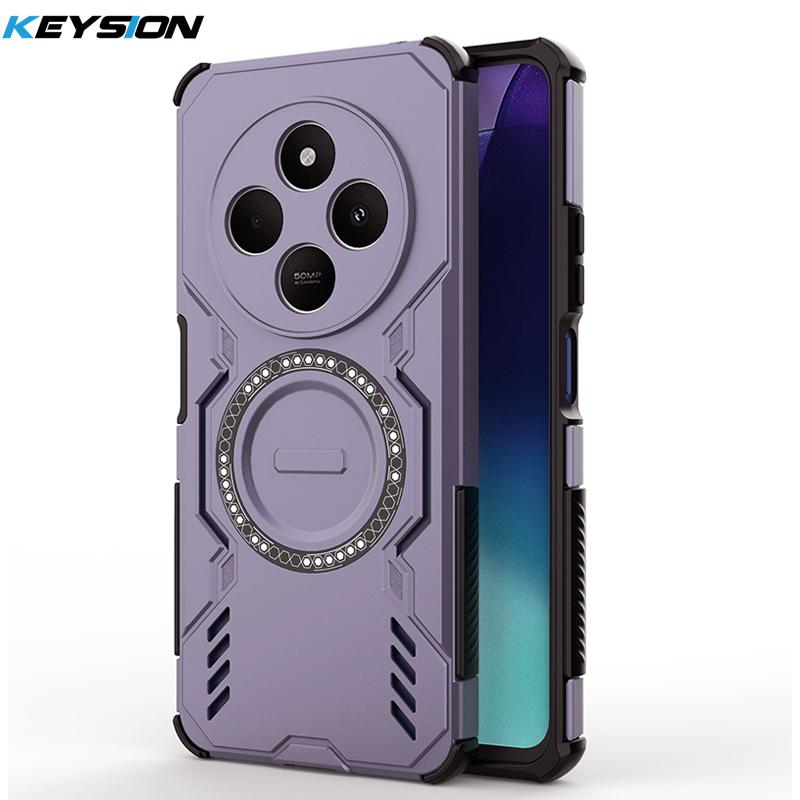

KEYSION Полый чехол для отвода тепла для Redmi 14C Мягкий силикон+ПК Магнитное охлаждение Противоударный чехол для телефона для Xiaomi POCO C75 for Redmi 14C фиолетовый