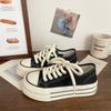 Cream platform canvas shoes women's thin summer new trendy niche big head muffin student white shoes