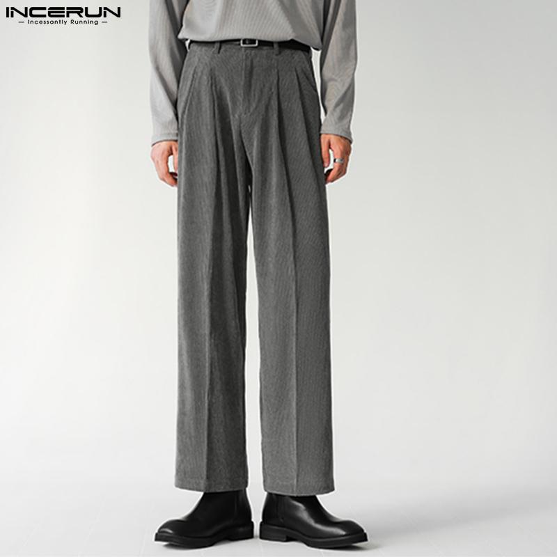 

INCERUN: весенне-осенние мужские прямые длинные брюки приталенного кроя