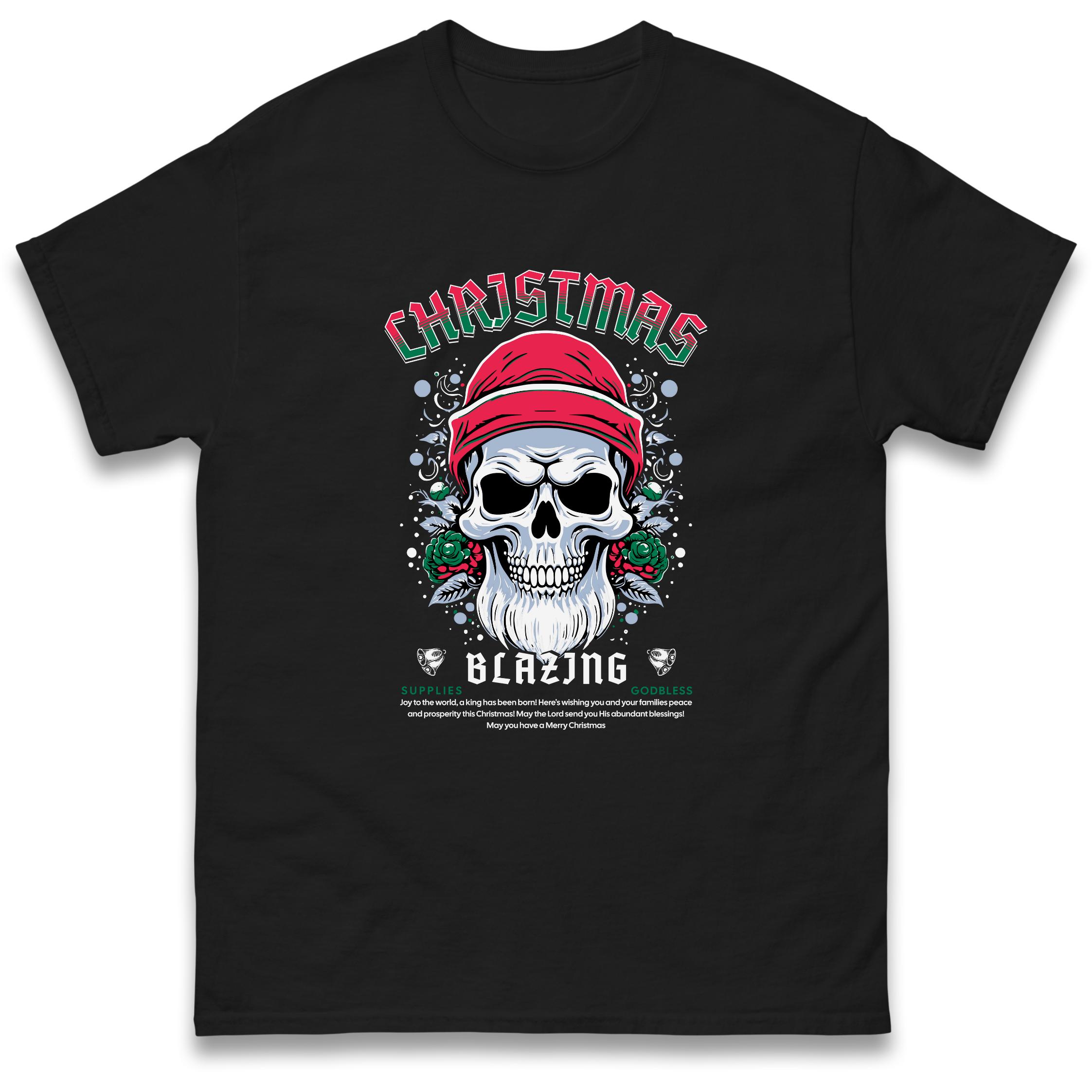 

Christmas Blazing T-Shirt Tshirt Mens Womens Tops Unisex Tees 100% Cotton 2XL