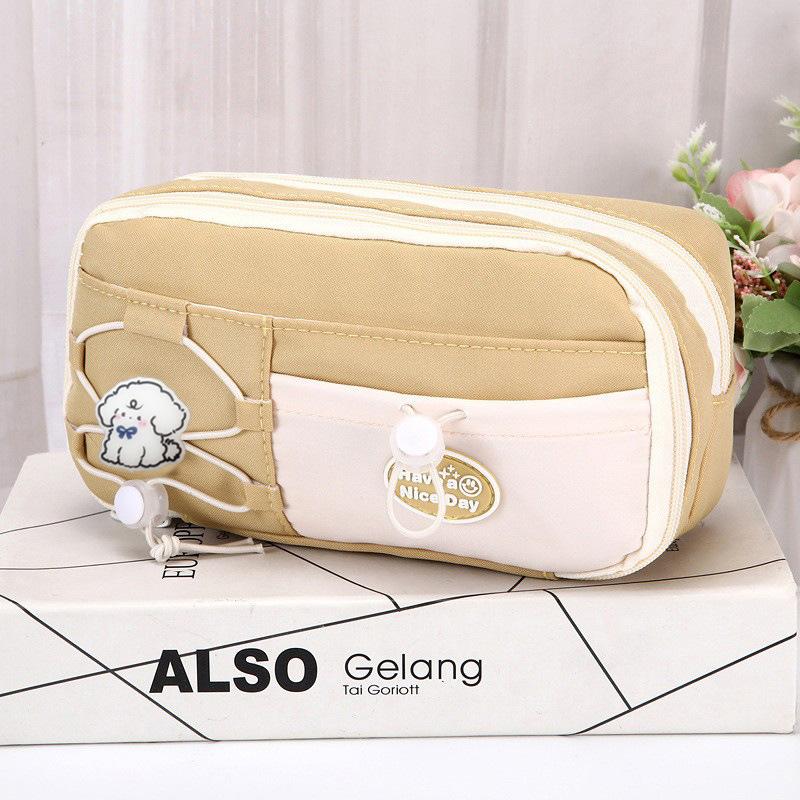 Simple Large Capacity Student Pencil Case Multi-Layer Flip Style Cute Pencil Pouch Ins Canvas Gel Pen Organizer Kids