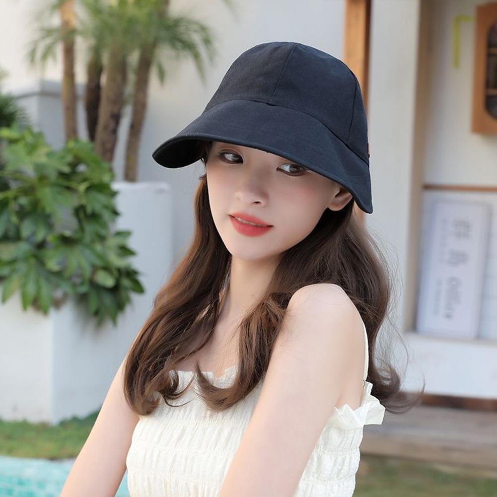 Plain Sun Hat Spring And Summer UV Sun Protection Black Large Brim Hat Fishing Climbing Beach Style