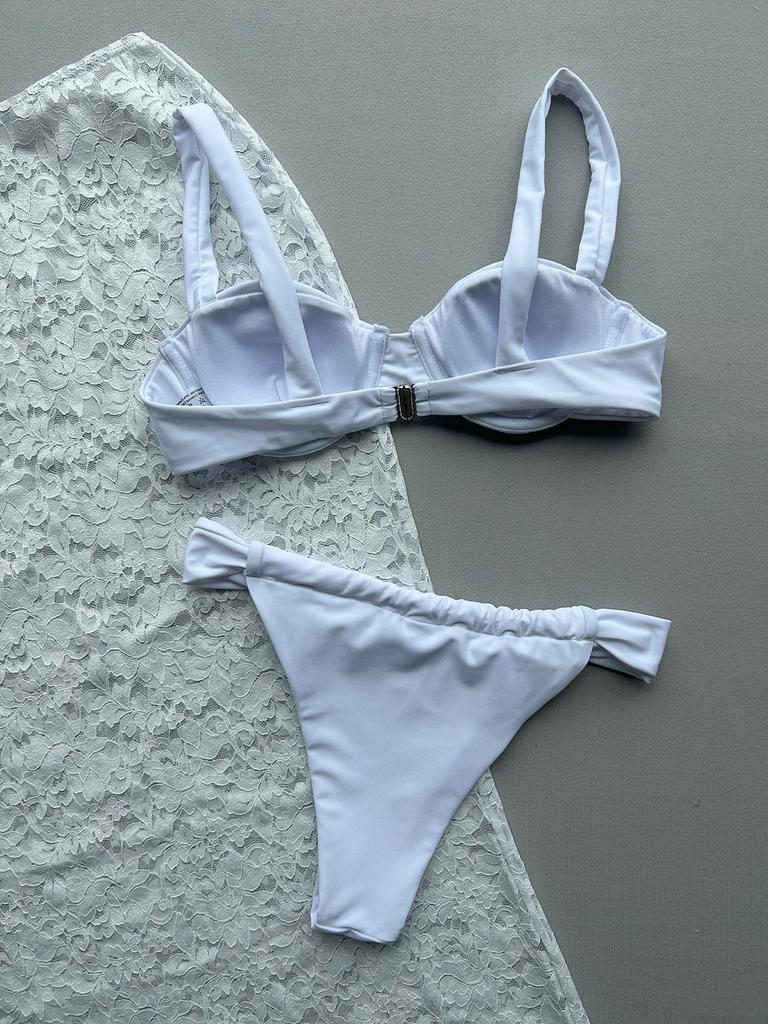 OFTBUY Letní Sexy Jednobarevné Dlouhé Šaty Oblek Plavky Ženy 3dílná Bikini Sada Kosticová Nevycpávaná Podprsenka Hladké Plážové Plavky Dámské Ocelová Kostice Hrudní Vycpávka