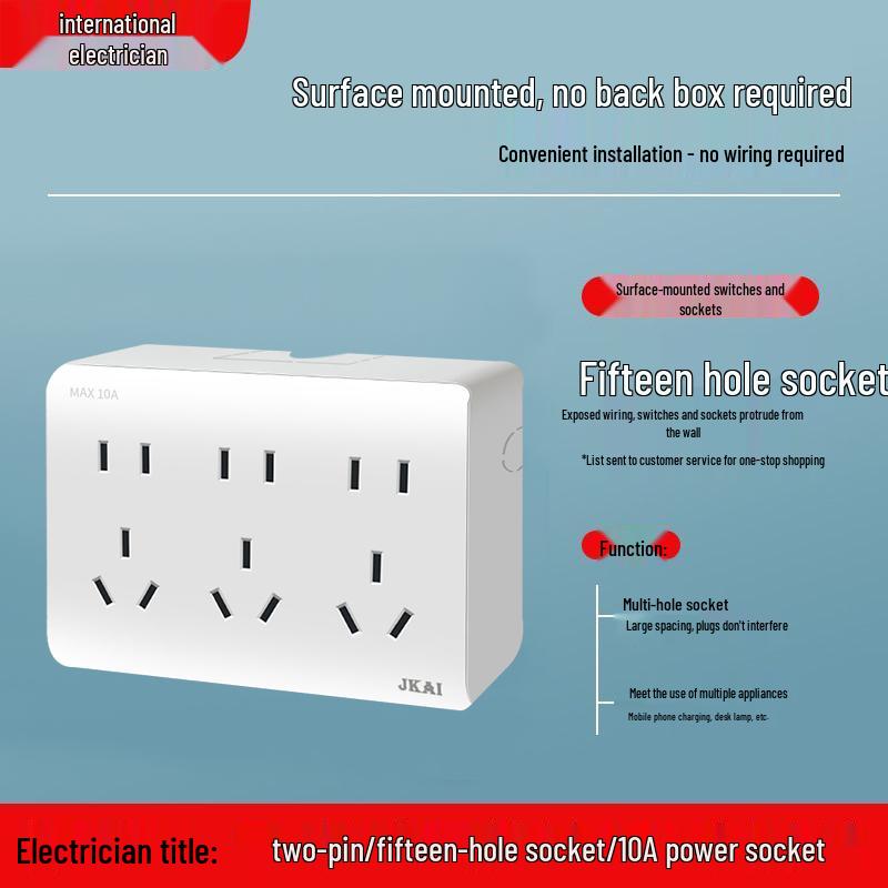 Surface-Mounted Integrated Switch Panel: One-Gang Single-Control, Two-Gang Double-Control, Wall Light Switch with Five Holes.