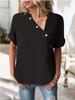 Women's Fashion Solid Color Top Twist Button Spring Summer European American Style